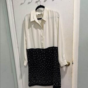 Karl Lagerfeld Black and White Long Sleeve Dress with silver stud detail